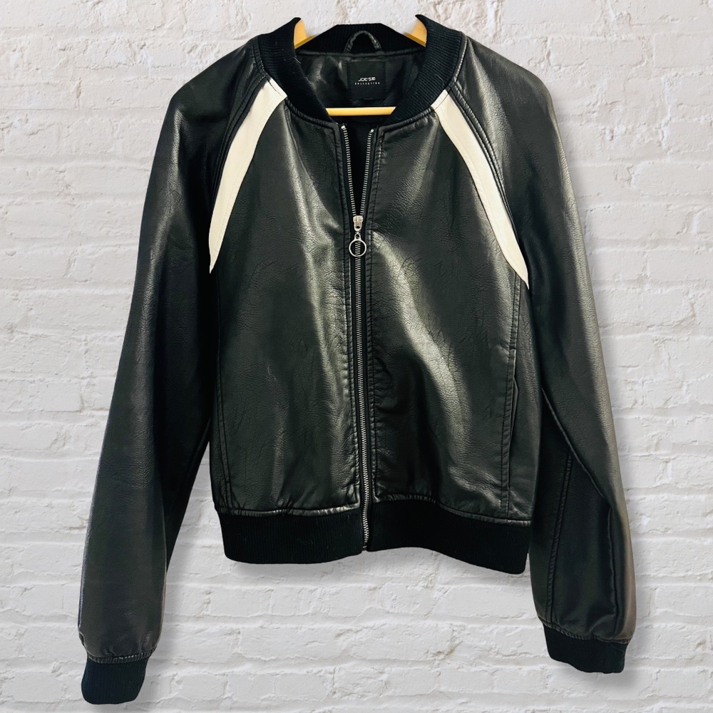 Faux Leather Bomber Jacket